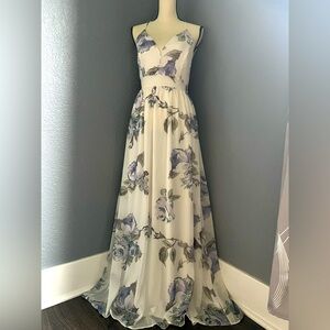 Lovely Day White and Blue Floral Maxi Dress